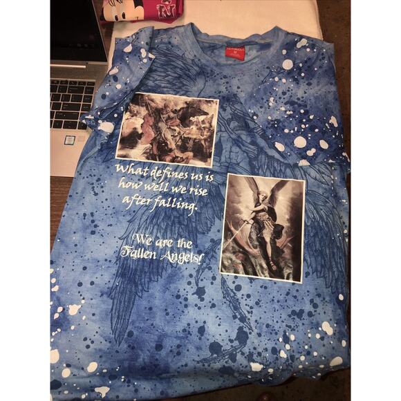 VICTORIOUS BRAND LOS ANGELES Tee Fallen Angels Blue Size M So Soft - Picture 1 of 6